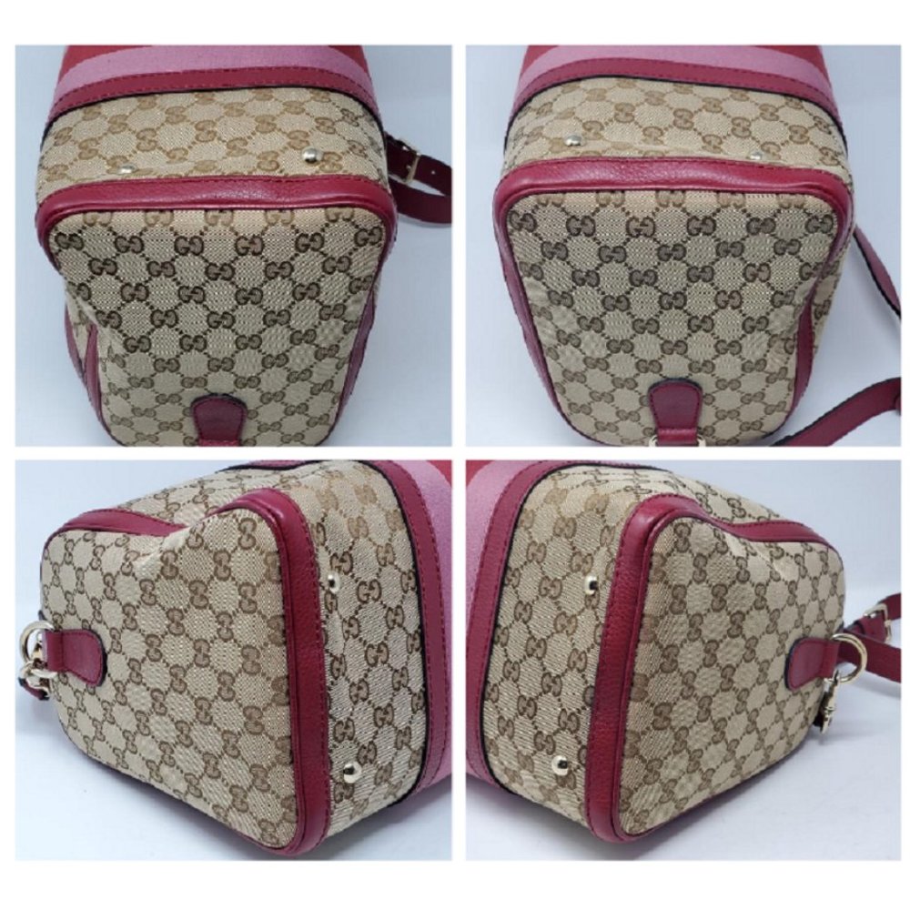 100% Auth Gucci Canvas Vintage Boston Satchel Bag - Picture 12 of 15